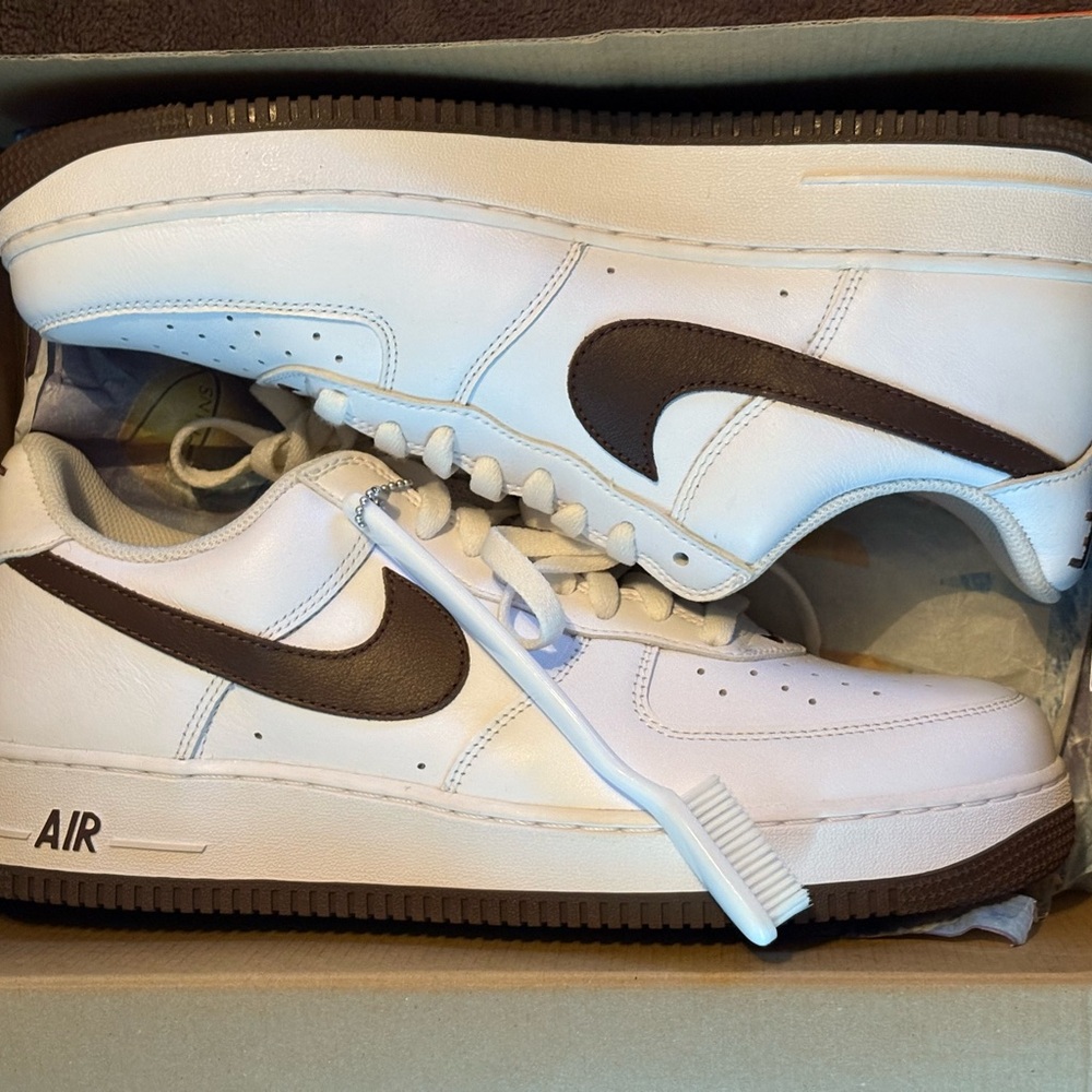 Nike White and Brown High-Top Sneakers